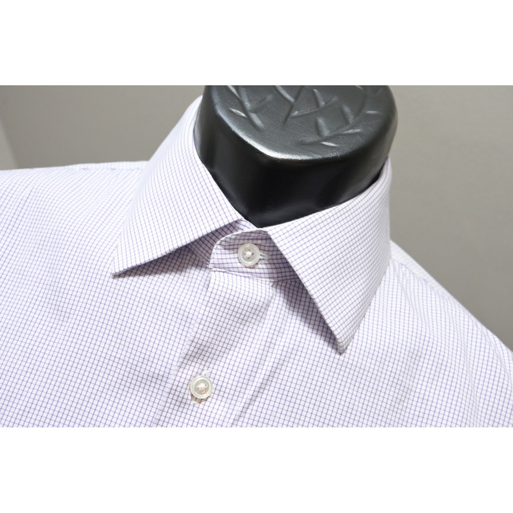 Bonobos Performance Dress Shirt Mens Large 16-35 Purple Plaid Tailored Slim Fit
